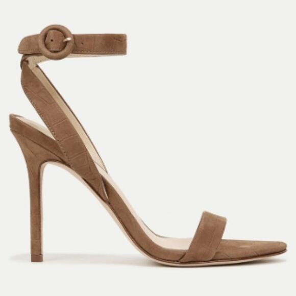 Veronica Beard Darcelle Sing Cedar Suede Ankle-Strap Sandals